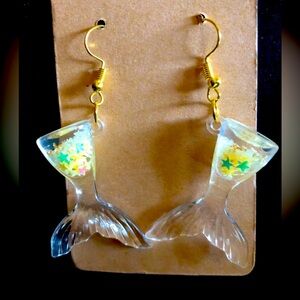 Gold Hook Mermaid Tail Earrings